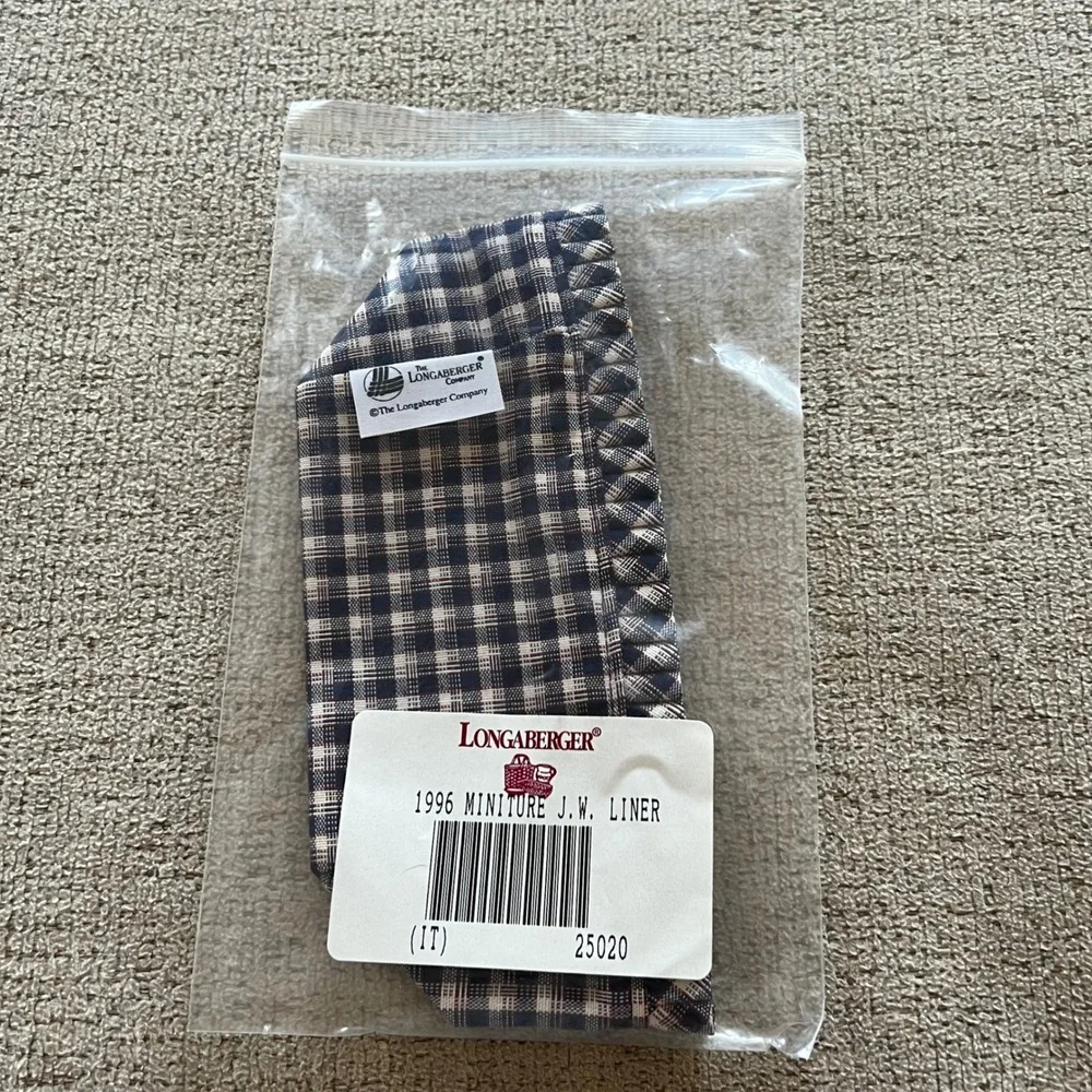Longaberger 1996 Miniature J.W. Liner Navy Blue Gingham Check Fabric 25020